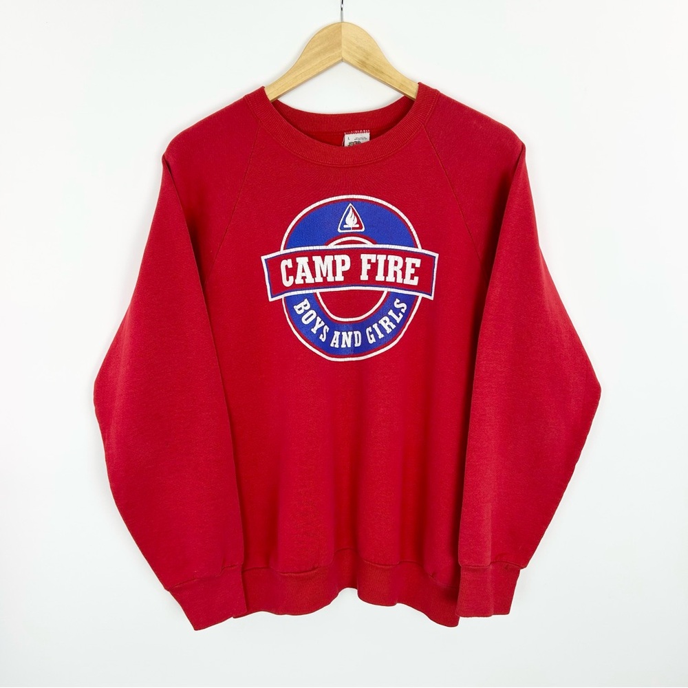 Vintage Boys and Girls Club Camp Fire Red Crew Neck Sweatshirt Fruit of the Loom